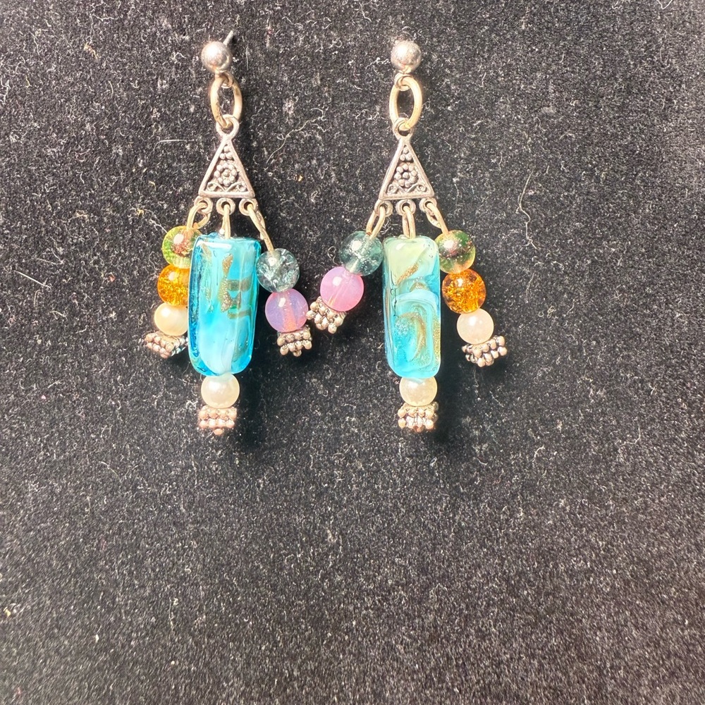 Elegant Multicolor .925 Dangle Earrings